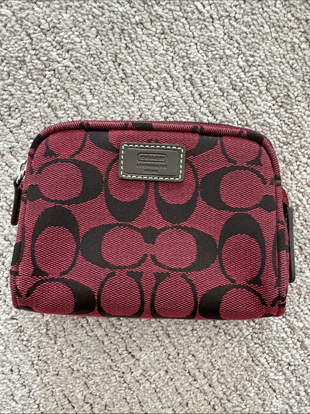 Coach Red and Black Signature Zip Pouch